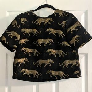 *NWT* H&M Black and Gold leopard top